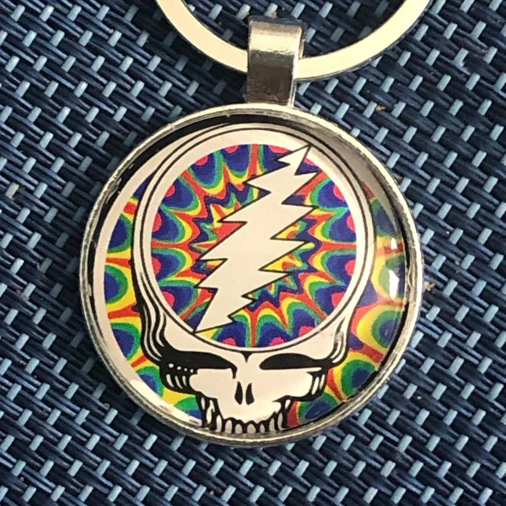 M GRATEFUL DEAD Multicolor SYF Steal Your Face Keychain CUSTOM MA BUYITWHENFOUND